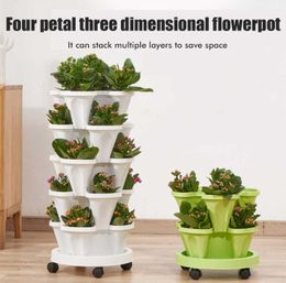 Plastic StackUp Type Stereoscopic Flowerpot Strawberry Plant Pot For Flower Vegetables Flowerpot Decoration Garden Planter Pot Q03461743