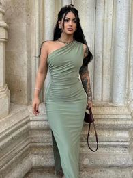 Casual Dresses Summer Maxi Dress Women Sexy Split Fashion Sleeveless Backless Slim Female Streetwear Club Elegant Party