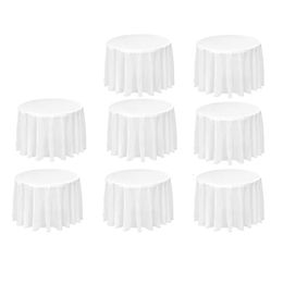 8 Pack Round Tablecloth 84 Inch White Disposable Table Covers PEVA Waterproof Plastic Round Tablecloths White 240507