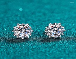 Stud Earrings Silver Total 2 Carat Excellent Cut Diamond Test PassColor High Clarity Moissnaite Snowflake 925 Jewelry6785850