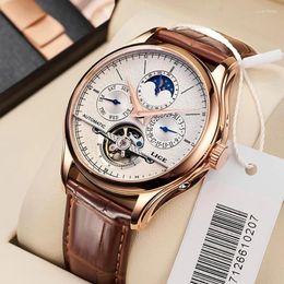 Wristwatches LIGE 2024 Retro Men Watch Top Tourbillon Fashion Waterproof Mechanical Montre Homme