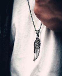 Pendant Necklaces 2021 Classic Feather Necklace Men Simple Stainless Steel Box Chain Long For Jewellery Gift1602677