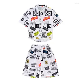 Clothing Sets Teenage Boy Clothes Summer Set Children Fashion Single Breasted Short Sleeve Shirt Top And Shorts Bottom 2pcs Suit Beach Wear