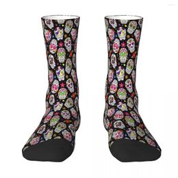 Men's Socks Sugar Flower Black Pattern Mexico Mexican Skull Skulls Sock Men Women Polyester Stockings Customizable Funny