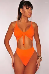 Women's Swimwear Style Female European And American One-Piece Bikini Solid Color Sexy Swimsuit