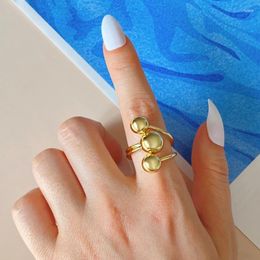 Cluster Rings VKME Vintage Gold Colour Ball Open For Women Girls Punk Unusually Luxury Bohemian Geometric Adjustable Trendy Ring Jewellery