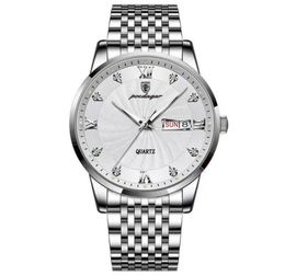 POEDAGAR Brand Luminous Calendar Quartz Mens Watch Luxury Trendy Stainless Steel Wristwatches 42mm Diameter Thin Man Watches1332504