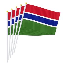 Accessories PTEROSAUR 14*21cm Gambia Hand Flag, Gambia Gambian National Flag World African Countries Hand Held Small Waving Flag, 50/100pcs