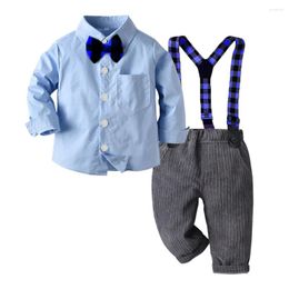 Clothing Sets Autumn Suits For Baby Boys Formal Wedding Wear Children 3PCS Costume Cotton Solid Single Breasted Kids Blazers Set