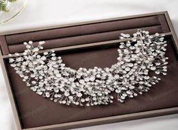 Luxury Handmade Silver Color Headband Shinny Full Rhinestone Tiaras Beads Bridal Wedding Headpeice Women Party Hair Jewelry6672068