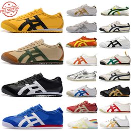 Free shipping Tiger Mexico 66 Series Designer Casual Shoes Women Men Canvas Triple Black White Yellow Silver Red Green Mens Sports Trainers Sneaker