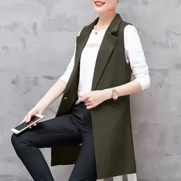 Women's Vests Women Vest Jacket Elegant Suit Coat With Thin Pocket Cardigan Lapel For Formal Ol Commute Style Lady Waistcoat