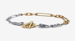 925 Sterling Silver Chain Twotone Love Links Bracelet for Women Fashion Jewellery Valentine039s Day Gift9188456