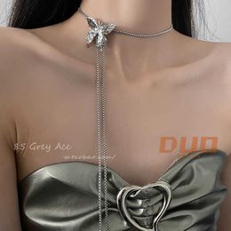 Private designer Butterfly adjustable necklace Women's niche light luxury design high-grade temperament multiple wear clavicle chain