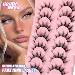 False Eyelashes Groinneya 5/7 Eyelash 3D Natural False Eyelash Fluffy Soft Cross Comic Eyelash Wispy Natural Eyelash Extension Makeup d240508