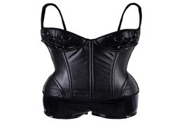 New Plus size Steampunk Leather Bustier Set Women Body shaping corset include a boyshort L65406646864