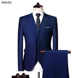 Men's Suits Blazers Mens Elegant Jacket Set 3 Deluxe Business Formal Vest Pants Full Coat 2022 Free Delivery of Jackets Q240507