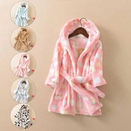 Pajamas Childrens and Girls Bathroom Autumn and Winter 2019 Thick Warm Pajamas Childrens Hooded Dress Adult Cartoon Flannel Pajamas 1-10YL2405