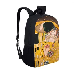 Backpack Oil Painting KissWaterlily Designer Girls School Bags Gustav KlimtMonet Fashion Back To Schoolbags Women Laptop Backpacks