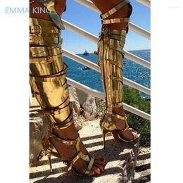 Boots Sexy Summer Women Over Knee Gladiator Sandals Open Toe Punk Style High Heels Ladies Gothic Shoes Woman