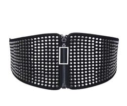 Elastic Waist Bandage Vintage Wild Waist Belt Ladies039 Decorative Wide Black Faux Leather Punk Retro Rivet Compote Belt 904a99636309