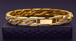 Cuban Link Chain Bracelet For Mens Pop Club Accessories Iced Out Hip Hop Bracelets Gold Plating Bangle Zircon Chains4400744