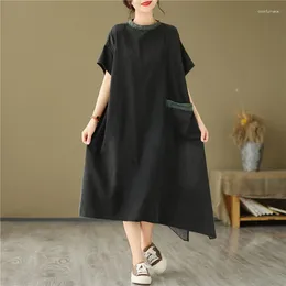 Party Dresses Loose Big Size Medium Length Casual Short Sleeved Irregular Denim Dress For Women 2024 Fashion Vintage Jeans Vestidos D001