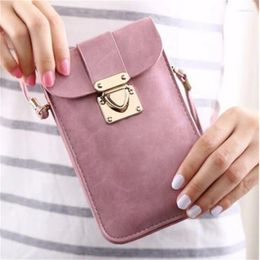 Shoulder Bags Women Leather Messenger Bag Mini Cell Phone Pocket Cellphone Pouch Students Crossbody Case Clutch Purse Girl Small