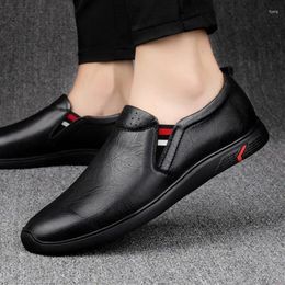 Casual Shoes Genuine Leather Men's Business Soft Sole Male Black Loafers Men Non-slip Sneakers Man Brand Dress