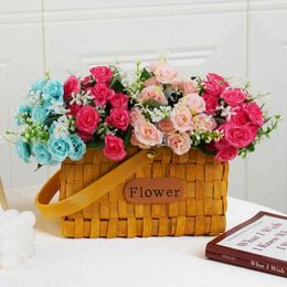 Decorative Flowers Wreaths 29cm 15 Heads Rose Artificial Flowers Fake colorful Flowers with Stems Faux Roses Flower Bouquets for Home Wedding Party Decor