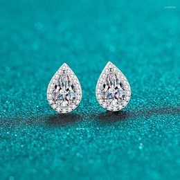 Stud Earrings Luxury Platinum Pt950 Pear Cut 2ct Moissanite Earring For Women Sparkling Water Drop Lab Diamond Marriage Jewellery