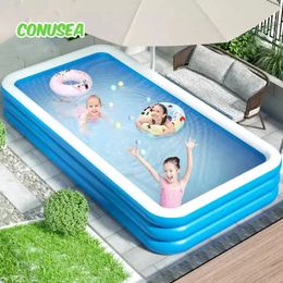 2/2,6m Piscina de crianças grandes de verão Toys infláveis de verão Piscina em casa Toys retangulares de PVC retangulares 240428