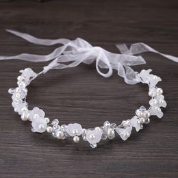 Crystal Pearl Flower Hair Vine Headband Headband Suitable for Female Brides and Girls Water Diamond Wedding Bride Hair Accessories Jewellery Vine 240430