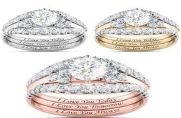 Yunjin New Diamond ThreePiece Ring Set Popular Lady Engagement Hand Jewelry5029707