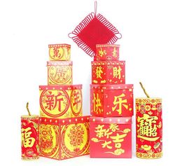 4Pcs Set of Chinese New Year Decoration Party Gift Box Window Shop Scene Layout Paper for Festival Decor9006752
