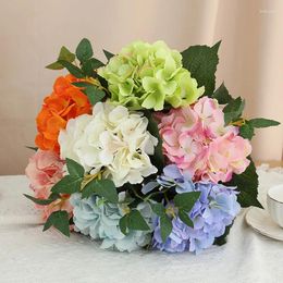 Decorative Flowers Artificial Flower Silk Hydrangea With Leaves Branches Home Living Room Decoration Simulation Pink Hydrangeas Branch