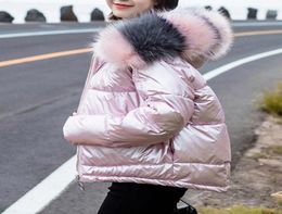 Women039s Down Parkas Women Winter Glossy Jacket Bubble Coat Fur Parka Padded Ladies Black Thick Quilted Hooded4063334
