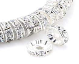 Tsunshine Rondelle Spacer Crystal Charms Beads Components Silver Plated Czech Rhinestone Loose Bead for Jewellery Making DIY Bracele3781271