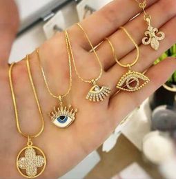 devil039s eyes pendant necklace evil eye Jewellery charm pendants four leaf gold chain fashion accessories whole3624271