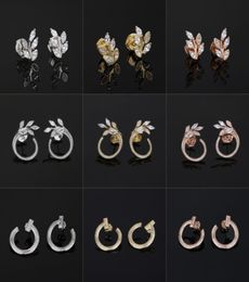 T Design open hoop stud earrings vine circle earrings 925 sterlling silver rose gold 18k gold plated jewelry Luxury Brand Valentin5805006