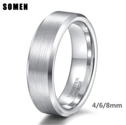 Somen Ring Men Silver Colour 6mm Tungsten Ring Brushed Classic Wedding Bands Male Engagement Rings Men Party Jewellery Bague Homme CX9426934