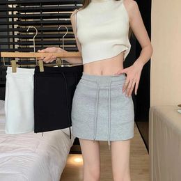 Skirts Skorts Womens Bodycon Skirt Drawstring High Waist Short Skirt Casual Sports Skirts Gym Yoga Breathable Spring Summer Versatile d240508