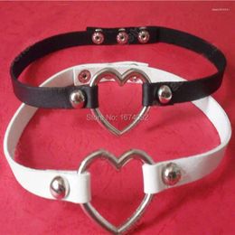 Chains 2PC/LOT Fashion Jewelry Handmade PU Soft Leather Rivet Stud Heart Shaped Button Choker Collar Necklace