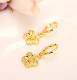 Plum blossom Earrings Women Fashion Jewellery 9k Fine Solid Gold GF african Arab Earrings Body Flower girls kids Gift9958818