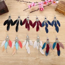 Charm Long Feather Earrings Bohemian Personalized Pattern Earrings for Vacation Tourism Earrings