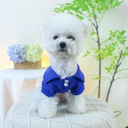 Dog Apparel 1PC Pet Clothing Cat And Summer Thin Blue Bear Head Short Sleeve T Pullover Polo Suitable For Small Medium Dogs