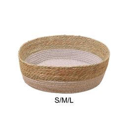 Cat Beds Furniture Cat Bed Basket Hand Woven Kitten Bed Summer Cool Weaving Pet Cat Bed Cat House for Cats and Small Dogs Puppy Kitten Pet Supplies d240508