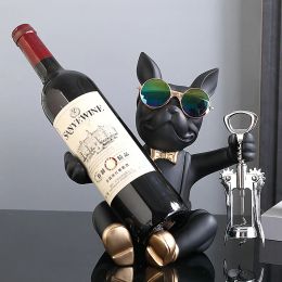 Sculptures French Bulldog Wine Holder Sculpture Office Dog Statue Table Decoration Dog Resin Statue Home Decor Ornament Desk Accessories
