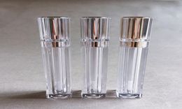 Whole Beauty Cosmetics Makeup Packaging 8ML Sliver Gold Square Clear Lip Gloss Tube Bottle Empty Tubes Lipblam Lipstick Lipglo9453267