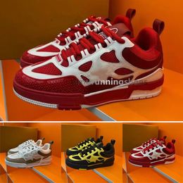 Designer skate sneaker Shoes Men Luxury Sneaker Trainer Virgil Calfskin High quality Letter Overlays Leather Platform Low Sports Sneaker Casual shoes N1